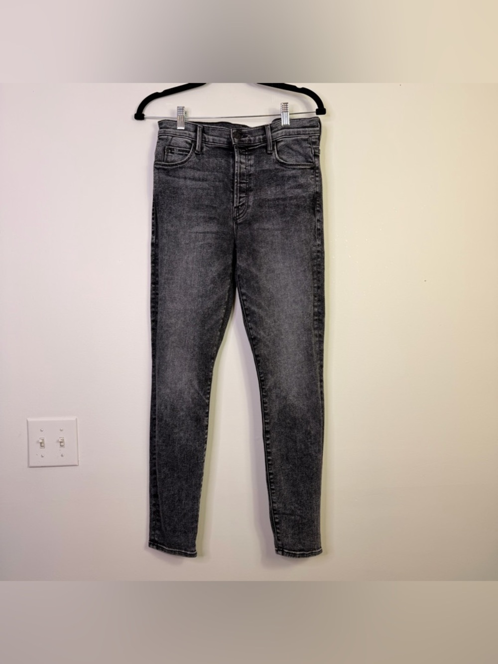 MOTHER The Stunner High Rise Skinny Jeans 29 Charcoal “Train Stops” Denim - Picture 2 of 13